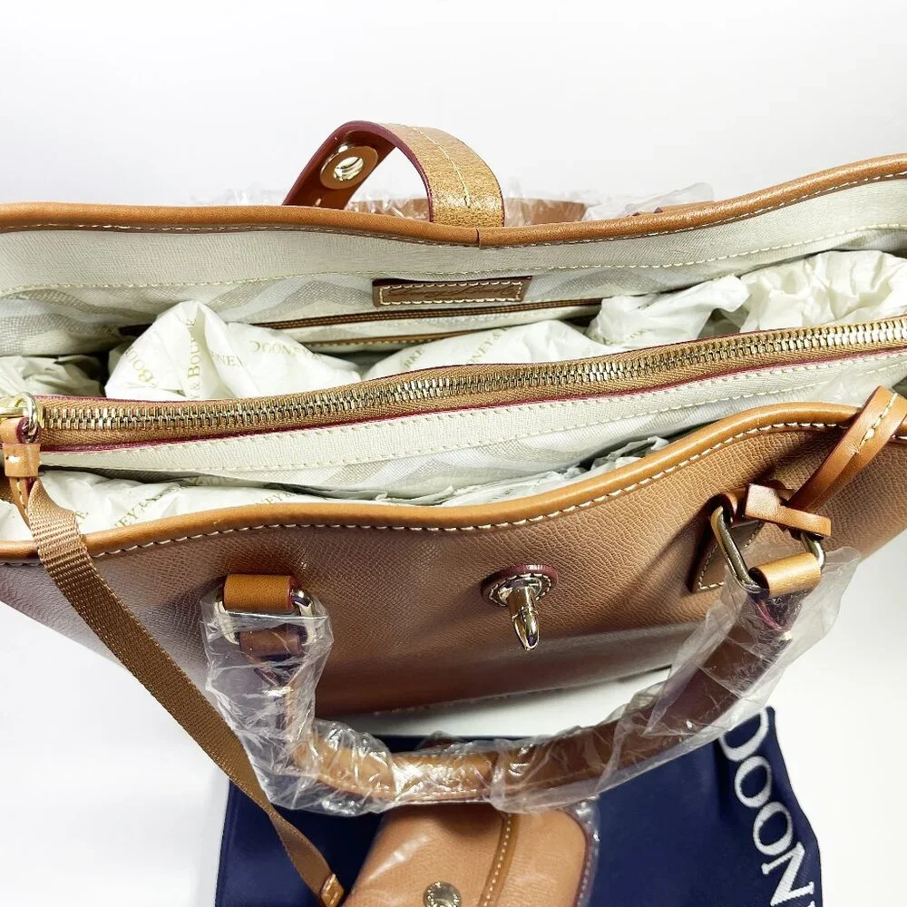 DOONEY & BOURKE Shelby Shopper Tan Shoulder Handbag Tote Leather LF36C - Picture 7 of 12